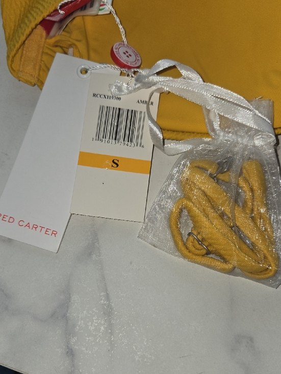 Red Carter Womens Yellow Texture Bandeau Top Swim Beach Summer Size S NWT - Picture 9 of 9